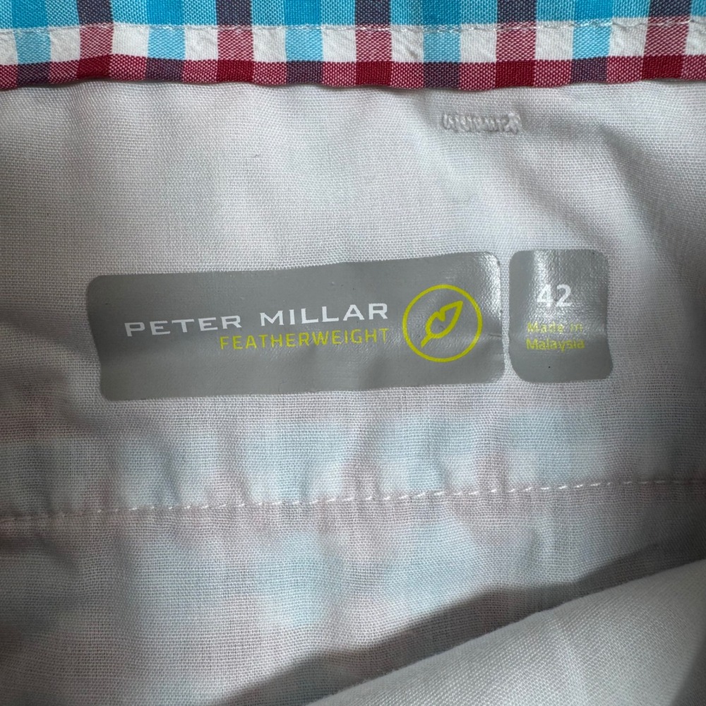 Peter Millar Featherweight Gingham Seersucker Shorts Mens 42 Red Blue White - Picture 3 of 8